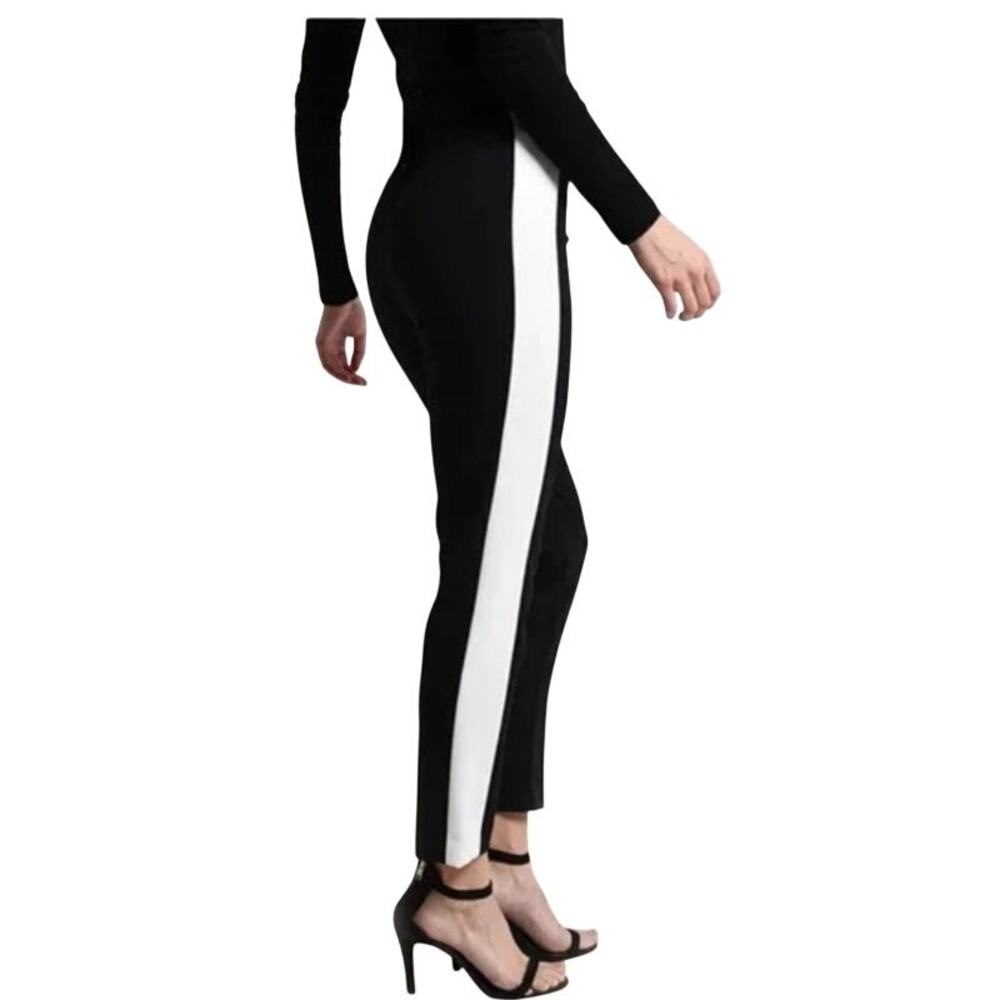 Milly Black White Tuxedo High Waisted Crepe Skinny Pants Women's NWT Size 6